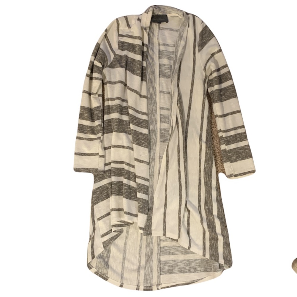 Long Striped Open Cardigan